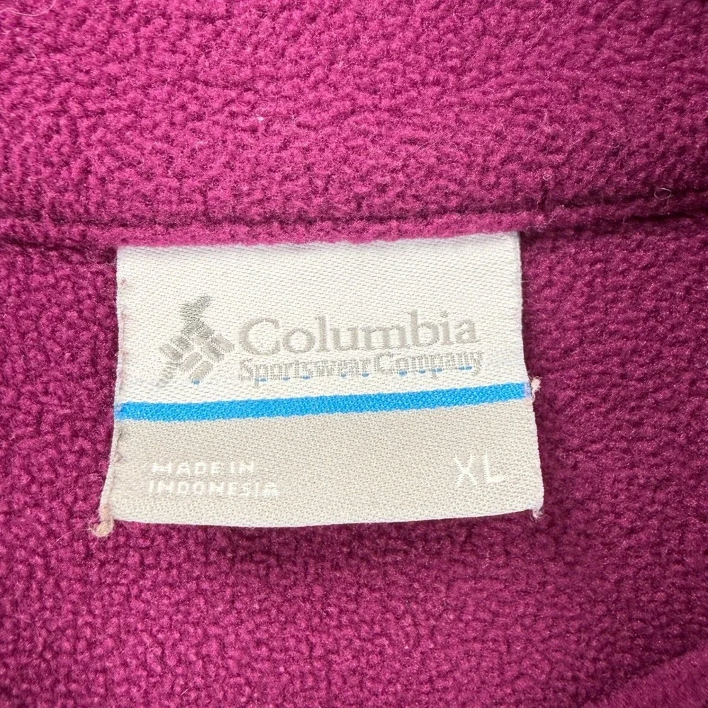 Columbia Womens XL Fleece Quarter Zip Pullover Pink Purple Colorblock XL - Picture 2 of 7